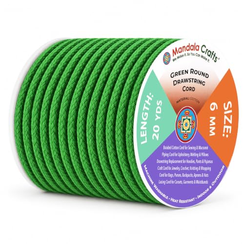 Mandala Crafts 6mm Green Replacement Drawstring Cords Macrame Rope