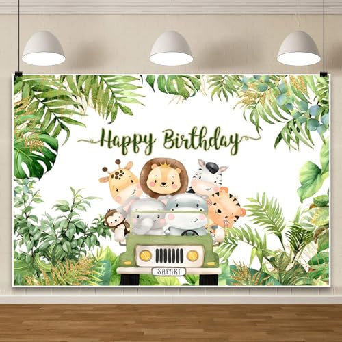 ChloropLastid Jungle Safari Birthday Backdrop 8x6ft for Cake Table Decor
