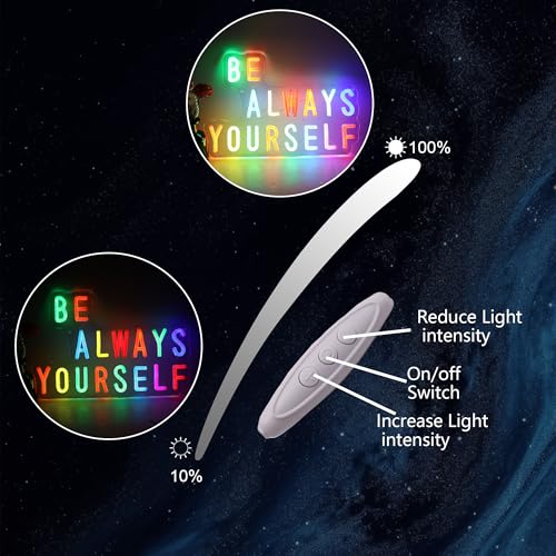 Image of Be Always Yourself LED Neon Sign, Inspirational Wall Decor with Acrylic Backing, USB Powered Neon Light for Bedroom, Living Room, Office, Bar Decor Holiday Birthday Gift