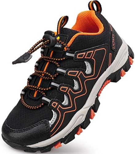 UOVO Boys Shoes Boys Tennis Running Sneakers Waterproof Hiking Shoes Kids Athletic Outdoor Sneakers Slip Resistant(Little/Big Boys) (10 M US Little Kid, Black/Orange-one)