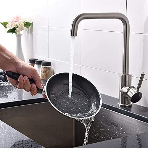 Mitigeur d'évier de cuisine moderne avec robinet en nickel brossé et bec pivotant pour évier - 2