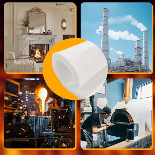 Deouss Ceramic Fiber Insulation Blanket - 8# 2400F - 1\" x 24\" x 12\" - High Temperature Insulation Baffles for Wood Stove Forge Furnace Chimney Boiler Pizza Oven Kiln Fireplace - Dishwasher Blanket