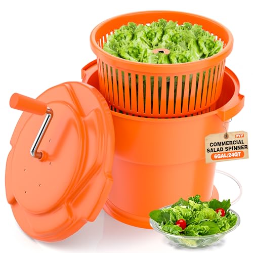 PYY Commercial Salad Spinner - 6 Gallon Salad Dryer Large Salad Spinner w/Silicone Anti-slip Mat...