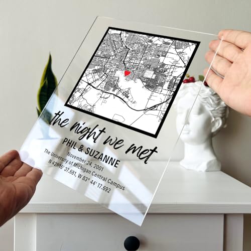 image for clicked craft Where We Met Custom Map with Wooden, Acrylic, Led Light 