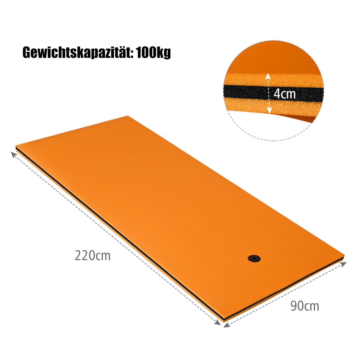COSTWAY Mata pływająca 220 x 90 cm, pływająca mata wodna o maksymalnym obciążeniu do 100 kg, pływająca mata z odpornego na rozdarcie piankowego materiału XPE, leżanka wodna, pływająca hamak dla dzieci