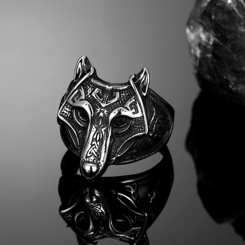 Anello Di Lupo Slavo, Anello Da Motociclista Con Testa Di Lupo Vichingo Norreno Per Uomo, Anello Di Lupo Di Roccia Con Animali Gioielli Totem Di Lupo Vintage, Anello Amuleto Di Lupo Punk (25