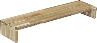 WOODPRO アカシア モニター台 デスクシェルフ 幅80cm 高さ12cm 奥行17cm 無塗装 1cm単位でオーダー可 木製 モニタースタンド 卓上 パソコン台 ディスプレイ台 机上台 コの字ラック 受注生産