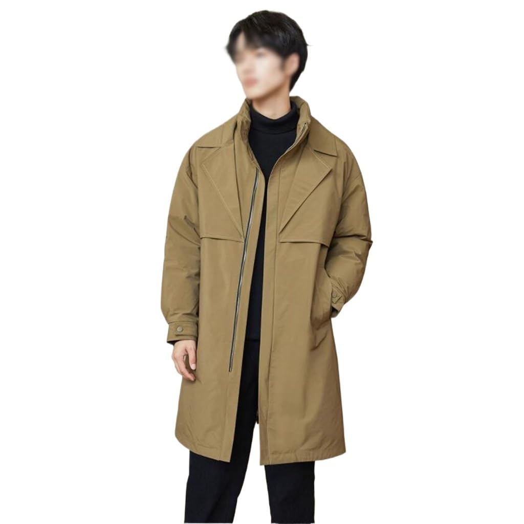 Giacca a ventos Piumino da Uomo Colletto Senza Cappello Piumino D'Anatra Bianco Cappotto Lungo da Uomo Caldo Autunnale e Invernale(Medium)
