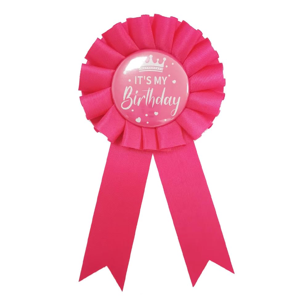 It's My Birthday Ribbon, Satin Fabric Happy Birthday Tinplate Badge Pin for Women, Men, Girls, Boys - Award Rosette Badge Brooch Pin Party Decorations