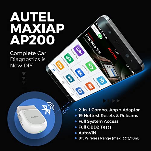 Escáner OBD2 Autel MaxiAP AP200 con diagnóstico Bluetooth compatible con MaxiCom MK808 2