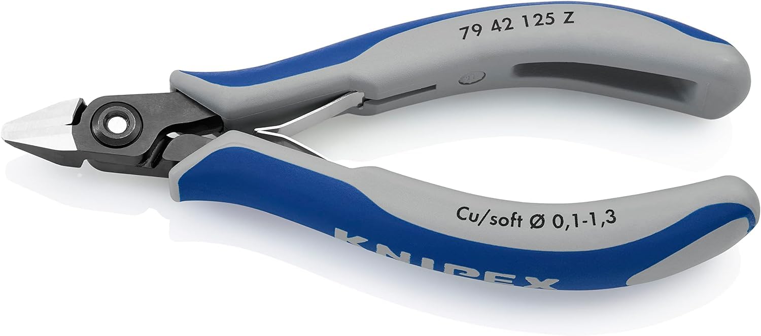 KNIPEX Alicates de precisión de corte diagonal para electrónica con mangos multicomponente 125 mm, 79 42 125 Z