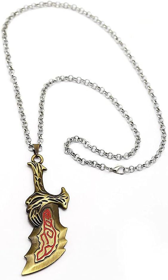 Birsppy STORE247 - Godof War 4 Necklace Sword Olympus Kratos Blades of Chaos Necklace Heavy Metal 60cm Long Chains Necklace Colar