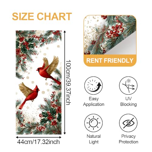 Image of Flying Cardinal Bird Christmas Window Film 17.32x39.37in Cling