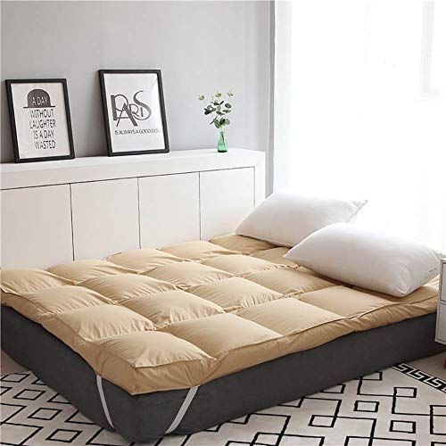Acolchado Colchón, Suave Gruesas Alfombra De Colchón De Futón Japonés Dormir Tatami Suelo Colchón Topper Rodillo De La Cama Hotel Dorm-de Color Crema 150x190cm(59x75inch)