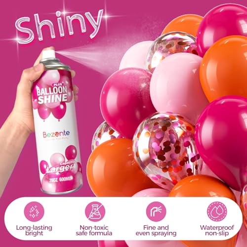 Image of Bezente Balloon Shine Spray 20oz XL Fast High-Gloss for All Party Balloons | High Shine Jumbo Balloon Spray, Long-Lasting Waterproof Gentle Formula, Quick Finish for Large Events Setup Indoors Outdoors