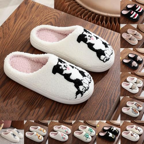 Slippers For Women Indoor,Women's Holiday Bedroom Fluffy Warm Fleece Slipper Winter Plush Slip-on Wool Lined House Shoes Soft Cozy4