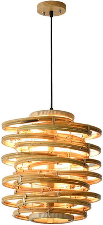 MODEBHD Chinese handgeweven bamboe hanglamp cilindrische vorm 360 ° rond rotan lamp Zuidoost-Azië pastorale stijl hanglamp ahor lampen