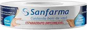 Esparadrapo Impermeável 12mm x 4,5m Sanfarma – Fita Estreita de Alta Fixação, Resistente à Água, Ideal para Pequenos Curativos, Uso Clínico e Primeiros Socorros