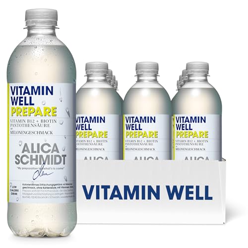 Vitamin Well - Geschmackvolles Vitamin Wasser mit B12, Biotin, Magnesium, Zink – Kalorienarmes Getränk, angereichert mit essenziellen Nährstoffen, 12 x 500ml inkl. Pfand (Prepare)
