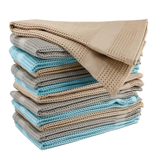 Bayeta de Microfibra 12 Unidades de Seca Vajillas o Cubertería Paños de Punto Gofrado Ultrasuaves,sin Pelusa Secado Rapido Especial para Cocina 40x40cm