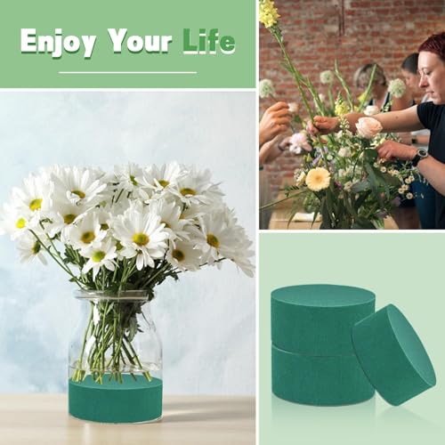 SupKing 8 Pcs Floral Foam Blocks 3.15" Round Green Wet Dry Flower Foam Florist Plant Foam for Fresh Artificial Flower Arrangements image 2