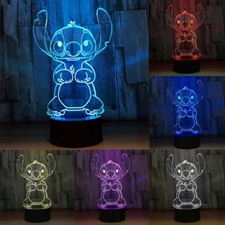 Stitch Night Light, 3D Led 16 Color Remote Control Stitch Table Lamp, Lilo and Stitch Gifts, Children's Room Decoration Holiday Gifts for Christmas