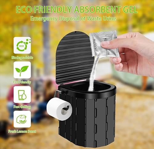 Portable Toilet Kit, Camping Toilet with Pop-Up Privacy Tent and Poo Gel Toilet Bags, Washable Portable Outdoor Showers Changing Rooms - Thumbnail 5