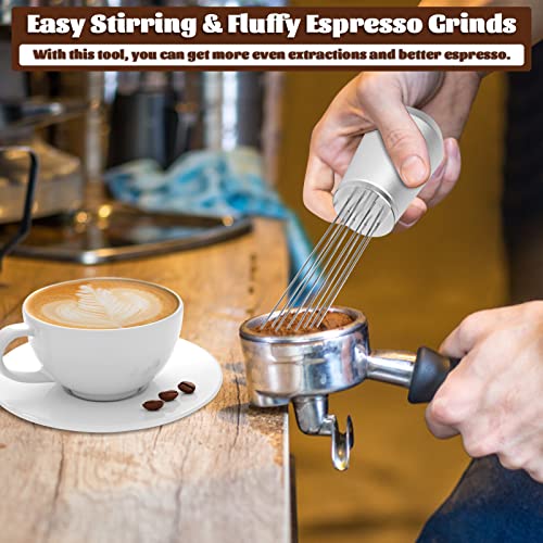 Wdt Espresso Tool Metal Silver Espresso Coffee Stirrer Heavy Duty 8 Pin Wdt Espresso Distribution Tool For Barista 304 Stainless Steel Wdt Coffee Tool Grounds Needle Whisk Distributor With Stand #TOP3