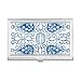 Talavera Blue Flower Ilustration Pattern Business Card Holder Case Pocket Box Wallet