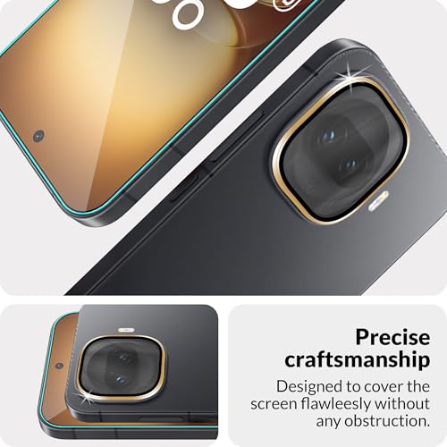 Image of FIRST MART Tempered Glass & Camera Lens for IQOO 15R With Edge to Edge Coverage, Case Friendly, Camera Metal Alloy Rings & Easy Installation Kit | Gold, Ultrasonic Fingerprint Working
