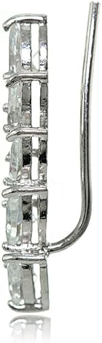 Miniatura 2 de Pendientes de plata de ley con circonita cúbica curvada