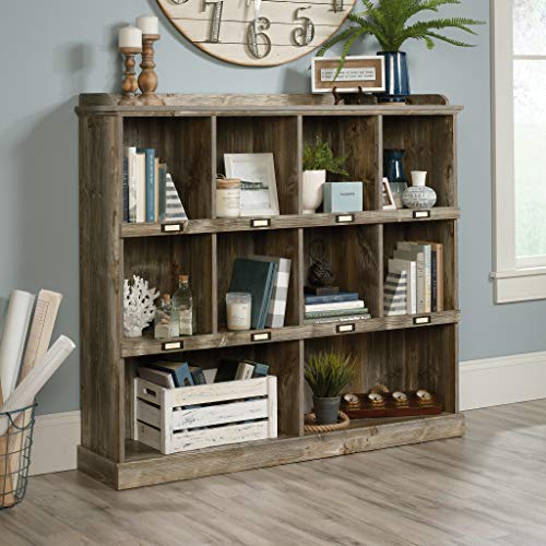 Sauder Granite Trace Storage Cabinet, L: 35.2" X W: 16.26" X H: 71.97", Rustic Cedar Finish & Granite Trace Bookcase, L: 53.15" X W: 12.21" X H: 47.52", Rustic Cedar Finish #TOP5