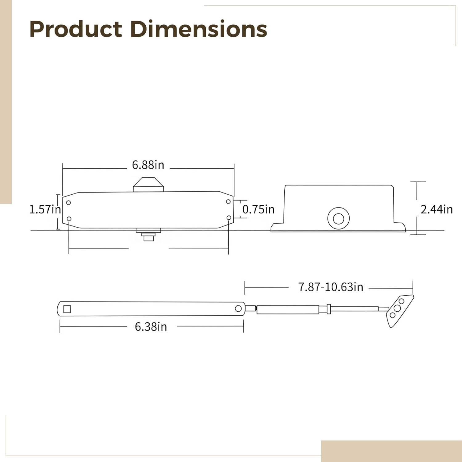 Automatic Door Closer for Fire Safety, Aluminum Hydraulic Closer, Noise-Reducing, Reversible Mounting Plate, Fits 36 in Doors
