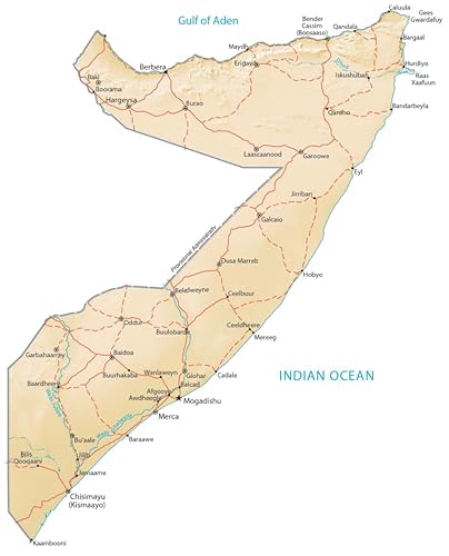 ConversationPrints Somalia Physical Map GLOSSY POSTER PICTURE PHOTO PRINT BANNER