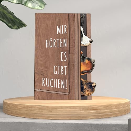 Grußkarte Hunde Holzkarte - Geburtstagskuchenkarte Geburtstagskarte | Postkarte für Hundebesitzer, Tierische Hunde-Geburtstagskarte, Hunde-Postkarte, Hundeliebhaber