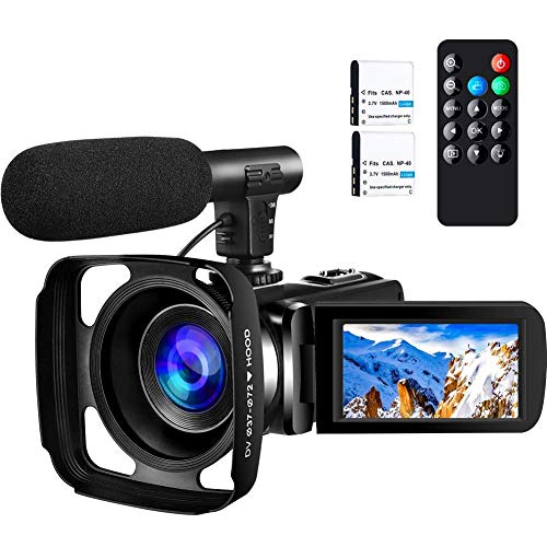Camcorder Video Camera ,Ultra HD 2.7K Vlogging Camera 30 FPS 24MP Wifi Camcorders with Microphone and Lens Hood IR Night Vision YouTube Camera with two batteries