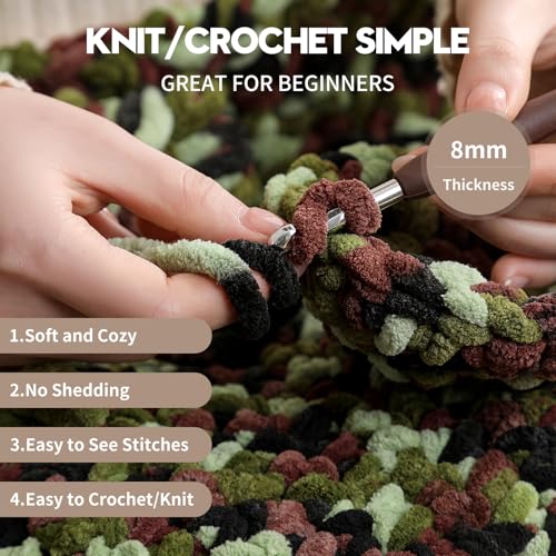 Image of 2 Pack Chunky Chenille Yarn for Crocheting and Knitting Beginners,Thick Bulky Plush Fluffy Velvet Soft Baby Blanket Crochet Chenille Yarn for Crocheting Blankets /Amigurumi /DIY Crafts(Black White Grey