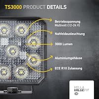 HELLA Valuefit TS3000 LED Arbeitsscheinwerfer 12V - 24V 3000 echte Lumen Nahfeldausleuchtung starke Lichtleistung in kompaktem Design Offroad LED Scheinwerfer für Traktor LKW SUV ATV - 1GA 357 112-012 – Ansicht 5