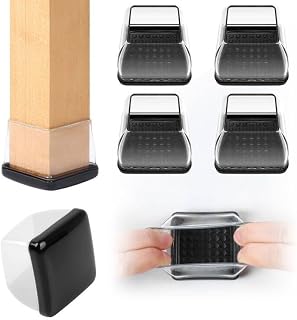 Ezprotekt 2 inch Square-transparent Furniture Cups Chair Leg Caps , Chair Leg Covers Smooth Moving Chair Feet Protectors