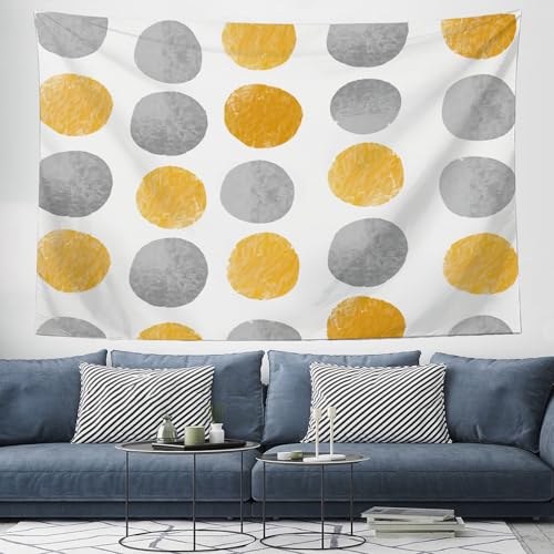 Tapices decorativos para dormitorio y sala de estar en tejido amarillo de 230x150cm 2