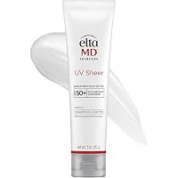 EltaMD UV Sheer Face Sunscreen, SPF 50+ Hydrating Sunscreen for Face, Helps Even Skin Tones and Soothes Skin, Water Resistant up to 80 Minutes, No White Cast, Formulated with Zinc Oxide, 3.0 oz Tube