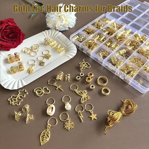 300 Piezas Accesorios de Joyas de Cabello Doradas para Trenzas miniatura 3
