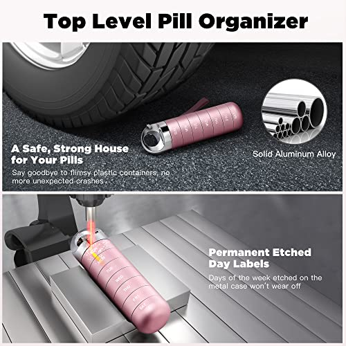 Image of Zannaki Metal Travel Pill Organizer, Portable Waterproof Weekly Pill Box, Large Aluminum Alloy Container, BPA Free 7 Day Daily Medicine Organizer Holder for Vitamin, Fish Oil, Supplement