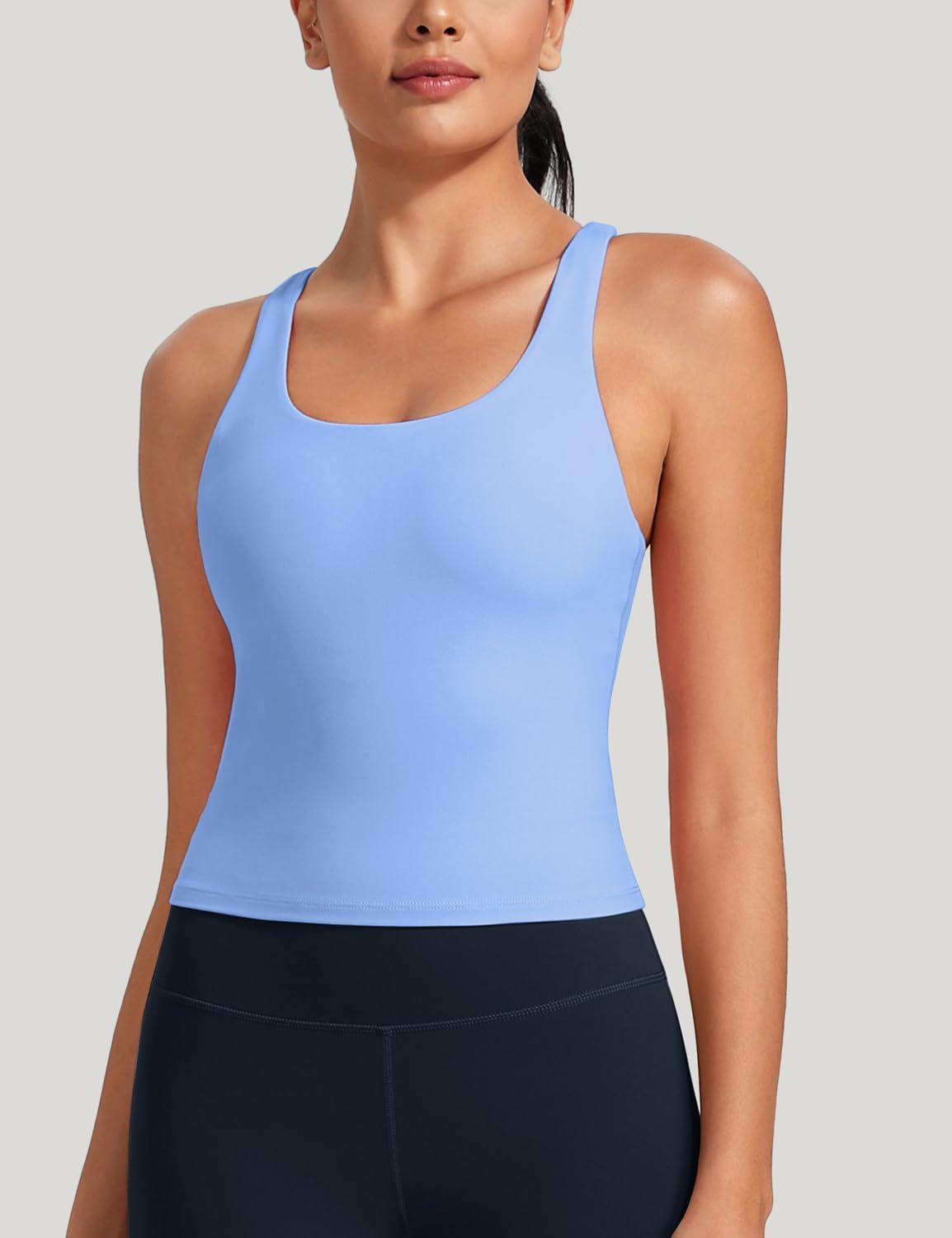 HeyNuts Longline Zeal Bras Medium Impact Wirefree Sports Bras Workout Crop Tank Tops with Removable Pads, A-D Cups - Image 3