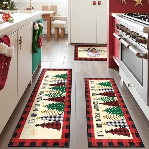 Yamaziot Washable Kitchen Runner Rugs Set of 3 with Non Slip Rubber Backing | Boho, Waterproof, Stain Resistant Kitchen Mats Carpet Runner Throw Rug for Kitchen, Laundry Room, Hallway