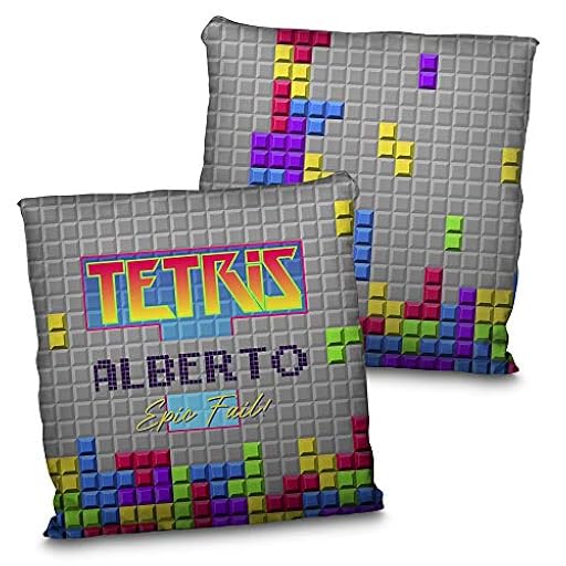 LolaPix Cojín Tetris. Cojín Personalizado con Nombre. Regalo Friki Personalizado. Impresión 100% por Las Dos Caras. Relleno Incluido. Varios tamaños. Tetris | Ya disponible en tu tienda friki favorita! En mundofriki.es!