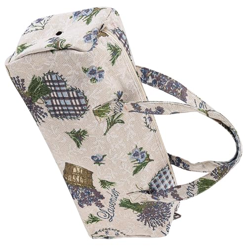 Image of Oumefar Household Fabric Bag Crafts Knitting Needles Storage Sewing Accessories Needles Organizer Bag Make up Bag Knitting Bags And Totes for Organization Storage(Purple flower) Cosmeticcase
