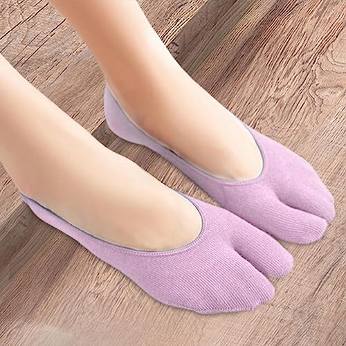 No Show Toe Socks Women 2 Toe Flip Flop Socks Girl Summer Split Toe Socks Home Women Low Cut Socks Two Finger Socks for Sneaker Loafer Shoes, Light Purple3