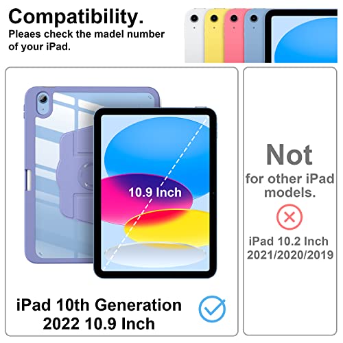 Supveco Ipad 10Th Generation Case 2022 With Pencil Holder - (360 Degree Rotation & Auto Wake/Sleep), Premium Folio Stand Case With Flexible Viewing Angles For Apple Ipad 10.9 Inch 2022- Lavender #TOP1