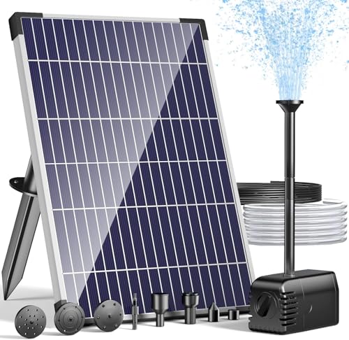 POPOSOAP Pompe de bassin solaire pour extérieur, fontaine solaire 12 W avec fonctionnement à sec, pompe à eau solaire avec tuyau de 2 m et câble de 5 m de long pour bassins, aquariums, jardins, jeux